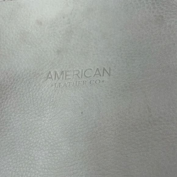 American Leather Co Two Tone White Black Triple Compartment Shoulder Satchel Bag